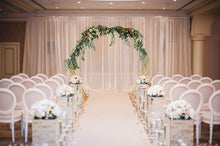 Load image into Gallery viewer, gold double hexagonal wedding arch at an indoor venue