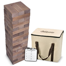 Load image into Gallery viewer, Unique Rustic Wood Giant Jenga Yard Game with carry case and score board for weddings and events