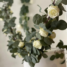 Load image into Gallery viewer, Eucalyptus and Ivory Rose Garland