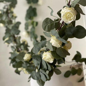 Eucalyptus and Ivory Rose Garland