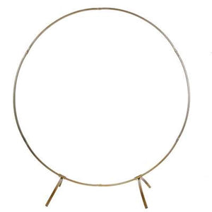 Modern Gold-Coated Round Wedding Arch in front of a white backdrop