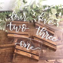 Load image into Gallery viewer, Hand Lettered Acrylic Table Numbers 1-20